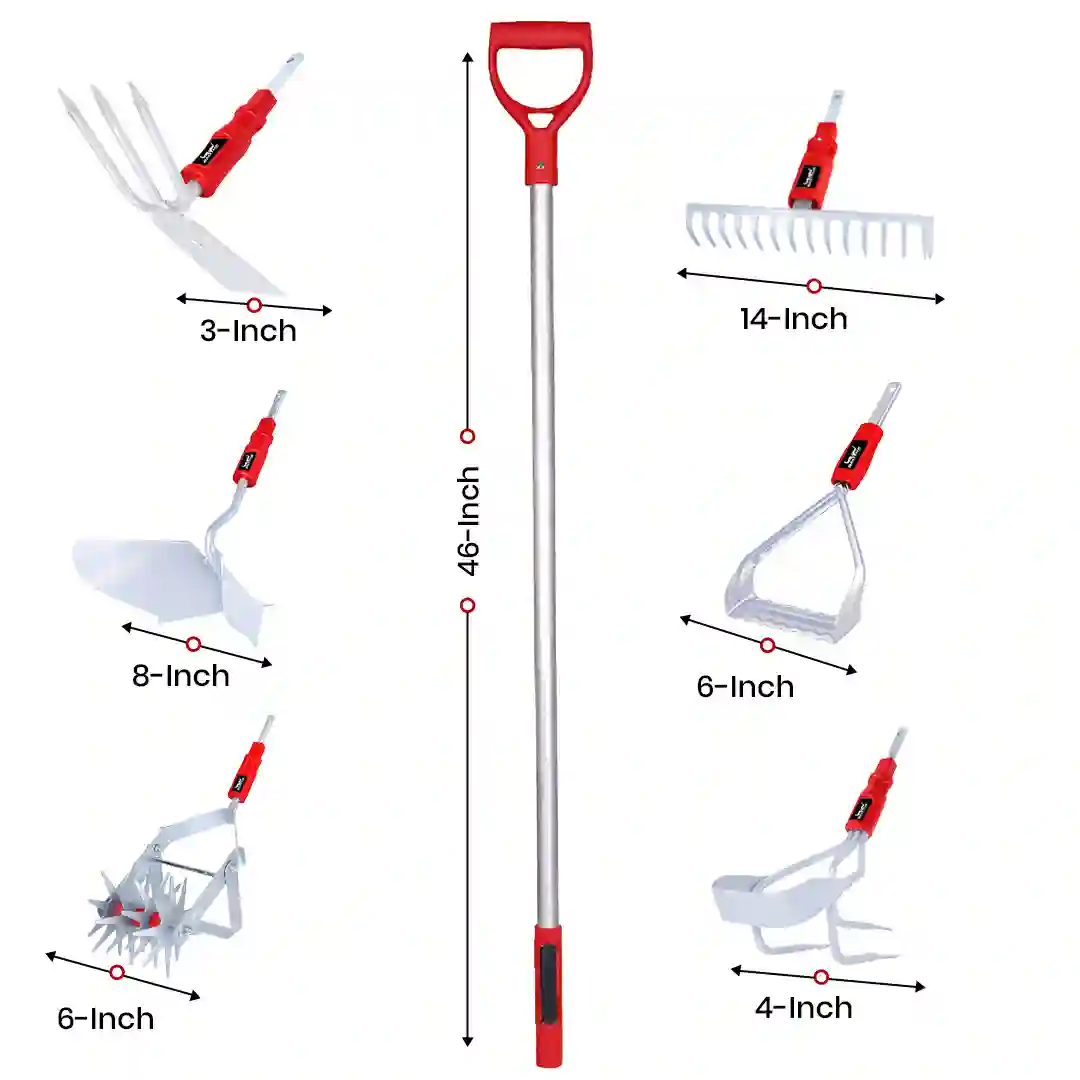 Balwaan GT-701 multipurpose gardening tool set with 6 interchangeable attachments